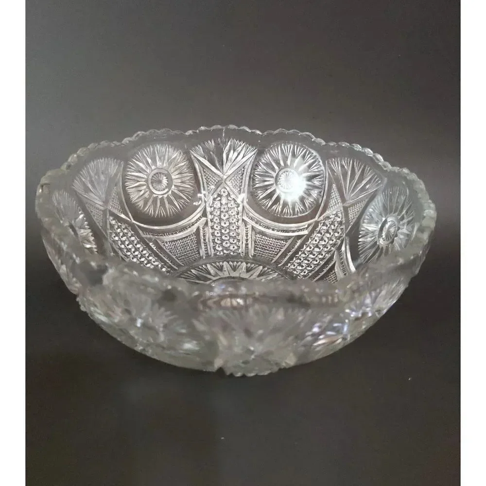 US Glass Spinning star serving bowl  clear 8 1/4 in ‎ Holiday